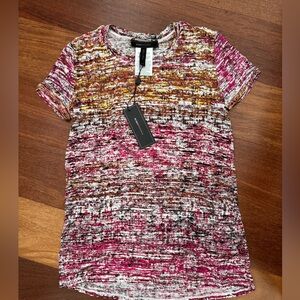 BCBGMaxAzria Pink Yellow Brown Short Sleeve Top